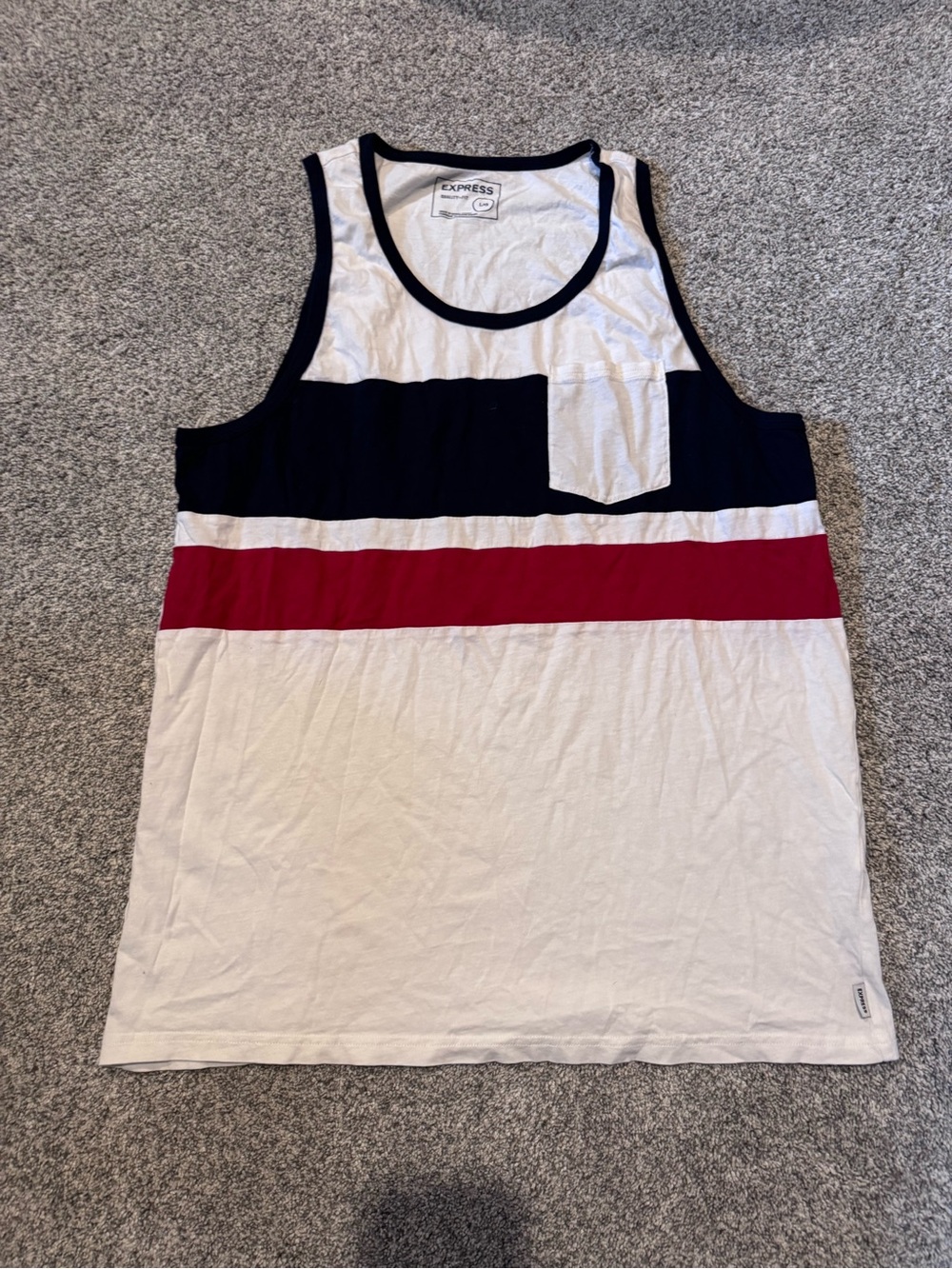 Express White Tank Top with Navy Trim